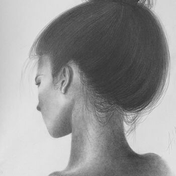 Drawing titled "Интересная леди" by Aia Artist, Original Artwork, Graphite