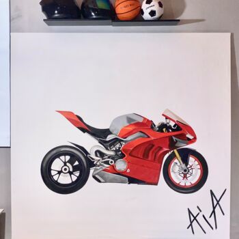 Schilderij getiteld "Moto life" door Aia Artist, Origineel Kunstwerk, Acryl