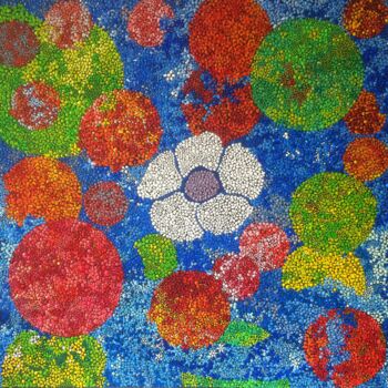 Painting titled "White Flower" by Aïcha Abotaleb, Original Artwork, Acrylic