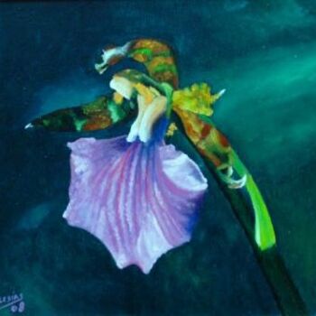 Painting titled "orquidea" by Aicha Iglesias, Original Artwork