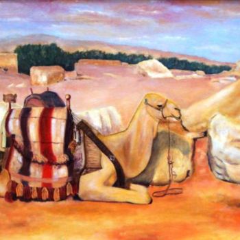 Painting titled "Atardecer en Palmira" by Aicha Iglesias, Original Artwork