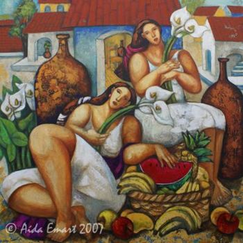 Painting titled "Mexican Flavor" by Aida Emart, Original Artwork, Oil