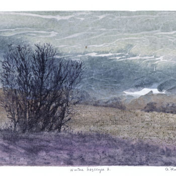 Printmaking titled "Winter Bogscape 2" by Aidan Flanagan, Original Artwork, Etching
