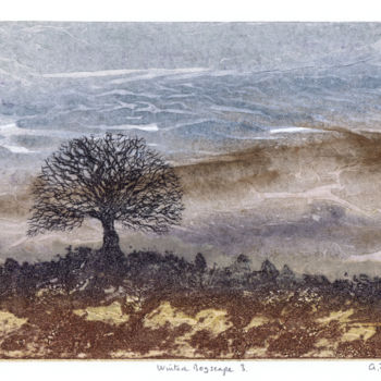 Printmaking titled "Winter Bogscape 3" by Aidan Flanagan, Original Artwork, Etching