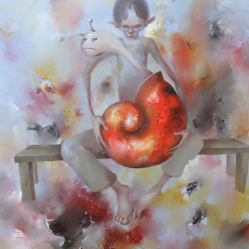 Painting titled "my snail" by Aigars Zalkalns, Original Artwork, Oil