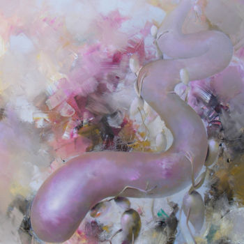 Painting titled "rainworm" by Aigars Zalkalns, Original Artwork, Oil