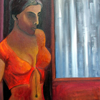 Peinture intitulée "Woman" par Aijaz Qaisar, Œuvre d'art originale