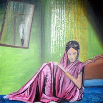 Peinture intitulée "Bride" par Aijaz Qaisar, Œuvre d'art originale