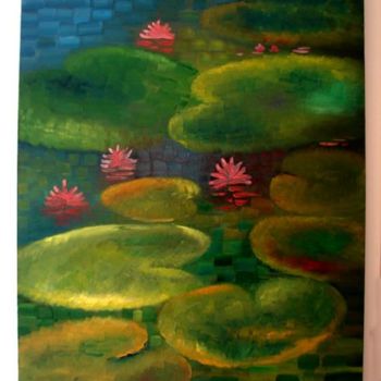 Painting titled "Water lily" by Aijaz Qaisar, Original Artwork