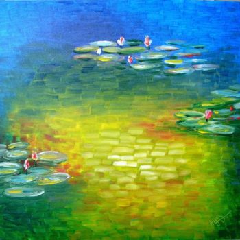 Peinture intitulée "Water Lilly" par Aijaz Qaisar, Œuvre d'art originale