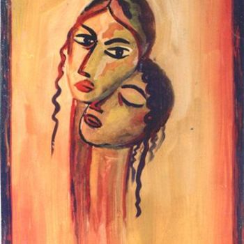 Pintura titulada "Sisters" por Aijaz Qaisar, Obra de arte original