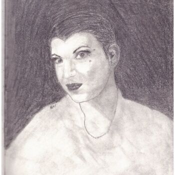 Painting titled "self portrait" by Aikaterine Rousake, Original Artwork, Graphite