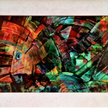 Painting titled "travelling fish" by Natalia Pilitsidi, Original Artwork, Enamel