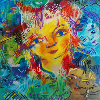 Картина под названием "Intrepide-Heroine-02" - Aileaime, Подлинное произведение искусства, Акрил Установлен на Деревянная па…