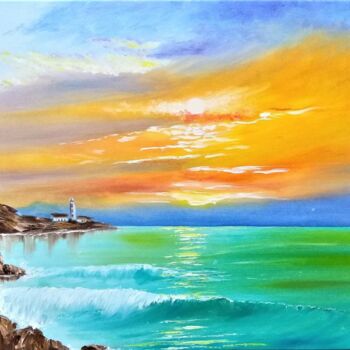 Painting titled "Lighthouse" by Ailen Tarlev, Original Artwork, Oil