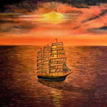 Malerei mit dem Titel "On the Sunset" von Ailen Tarlev, Original-Kunstwerk, Pastell