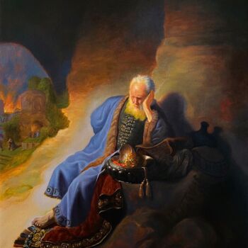 Painting titled "Плач Иеремии. Рембр…" by Ekaterina Bukuros, Original Artwork, Oil