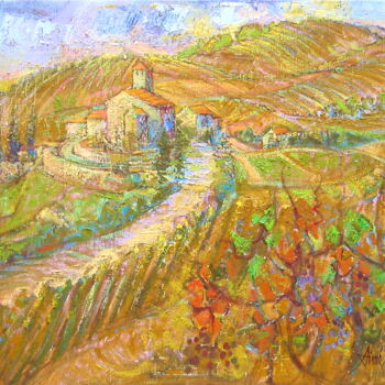 Peinture intitulée "Toscane, au détour…" par Aimé Venel, Œuvre d'art originale