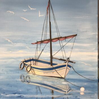 Painting titled "voilier bleu" by Aimee Charoy, Original Artwork, Acrylic