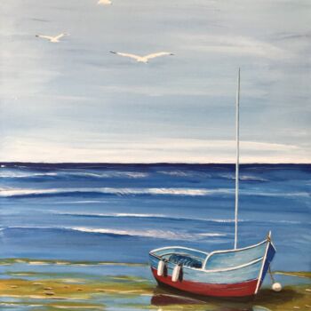 Painting titled "voilier sur plage" by Aimee Charoy, Original Artwork, Acrylic