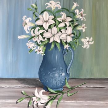 Peinture intitulée "bouquet de lys blan…" par Aimee Charoy, Œuvre d'art originale, Acrylique