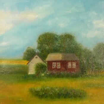 Painting titled "Country Cottage,2006" by Aimee-Josephine, Original Artwork, Oil