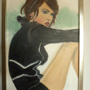 Painting titled "Sitting Girl,2010" by Aimee-Josephine, Original Artwork, Oil
