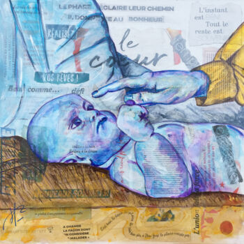 Malerei mit dem Titel "Baby love" von Aimère, Original-Kunstwerk, Acryl Auf Keilrahmen aus Holz montiert