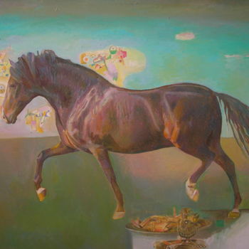 Schilderij getiteld "Horse" door Ainagul Isaeva, Origineel Kunstwerk, Olie
