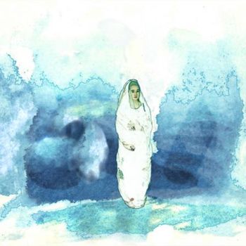 Druckgrafik mit dem Titel "Blue Madonna in the…" von Aine Scannell, Original-Kunstwerk, Andere