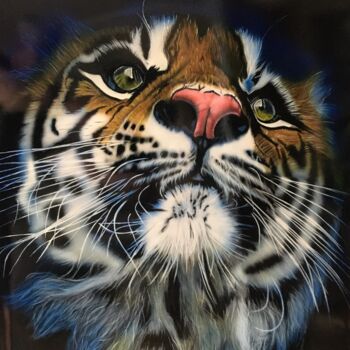 Schilderij getiteld "Tijger" door Airbrush Art Tp, Origineel Kunstwerk, Acryl