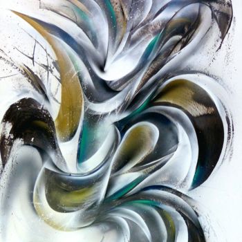 Pintura intitulada "Tableau aerosols gr…" por Airgone, Obras de arte originais, Tinta spray Montado em Painel de madeira