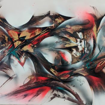 Peinture intitulée "Synapses - Airgone" par Airgone, Œuvre d'art originale, Bombe aérosol Monté sur Châssis en bois