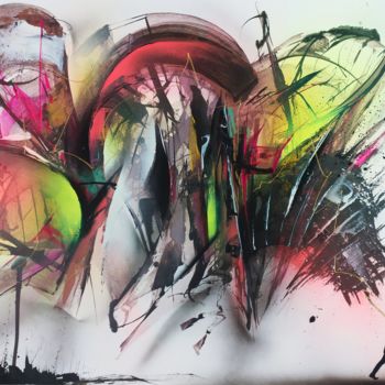 Картина под названием "Peinture abstraite…" - Airgone, Подлинное произведение искусства, Рисунок распылителем краски