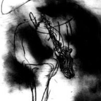 Dessin intitulée "SOLO SAX, dry point" par Zoja Trofimiuk, Œuvre d'art originale