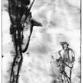 Printmaking titled "DUET, dry point" by Zoja Trofimiuk, Original Artwork, Engraving