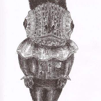 Drawing titled "Chameleon Bonaparte" by Patricia Pereira, Original Artwork, Ballpoint pen