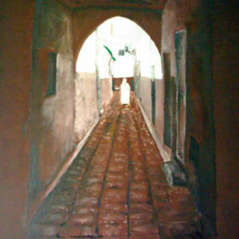 Painting titled "Ruelle du fes" by Ahmed Ait Addi, Original Artwork