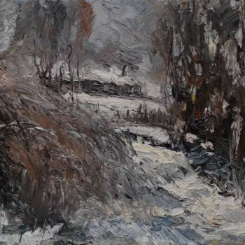 Картина под названием "Зимние кусты" - Aizhan Mambetova, Подлинное произведение искусства, Масло