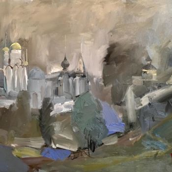 Картина под названием "Покровский собор, С…" - Aizhan Mambetova, Подлинное произведение искусства, Масло Установлен на Дерев…