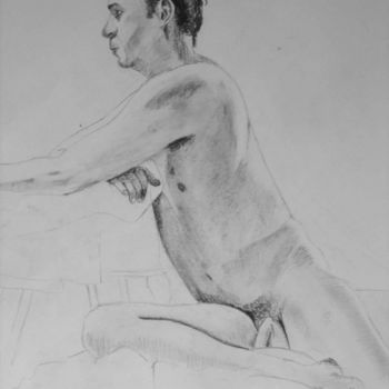 Drawing titled "nude male figure" by Alistair Ian Jelks, Original Artwork, Other