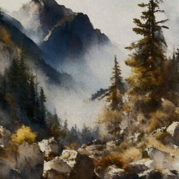 Pintura titulada "Beauty of the Mount…" por Aji Setiawan, Obra de arte original, Acuarela