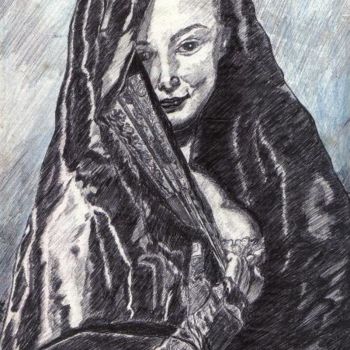 Dessin intitulée "femme" par Ajlil, Œuvre d'art originale