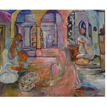 Painting titled "conversation" by Ajmal Maharaj, Original Artwork