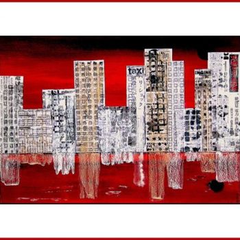 Peinture intitulée "{ The City of Paper}" par A.Joly, Œuvre d'art originale