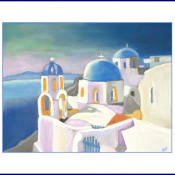 Dessin intitulée "{ Santorin }" par A.Joly, Œuvre d'art originale, Pastel