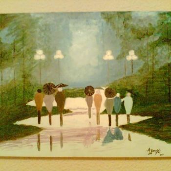 Pintura intitulada "Tarde chuvosa em Pa…" por Ajorge, Obras de arte originais