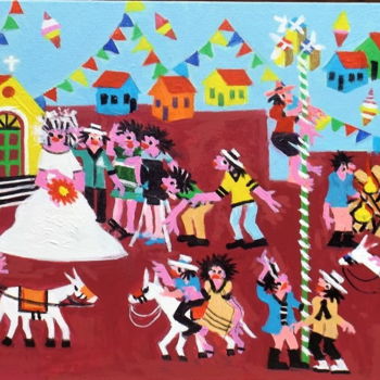 Pittura intitolato "aecio-tema-festa-ju…" da Aecio Andrade, Opera d'arte originale