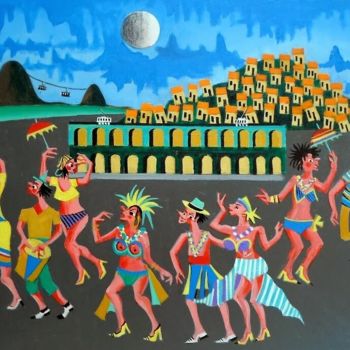 Pittura intitolato "aecio-tema-carnaval…" da Aecio Andrade, Opera d'arte originale