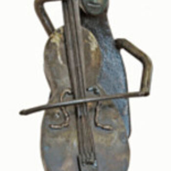 Sculpture titled "violonceliste" by Albert Jacqueline Visage, Original Artwork, Metals